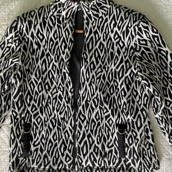 Rafael Black & White Geometric Textured Zip-Up Jacket - Picture 4 of 4
